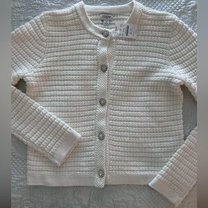 JCrew Factory Cardigan Sweater Jewel Buttons Cream NWT Small